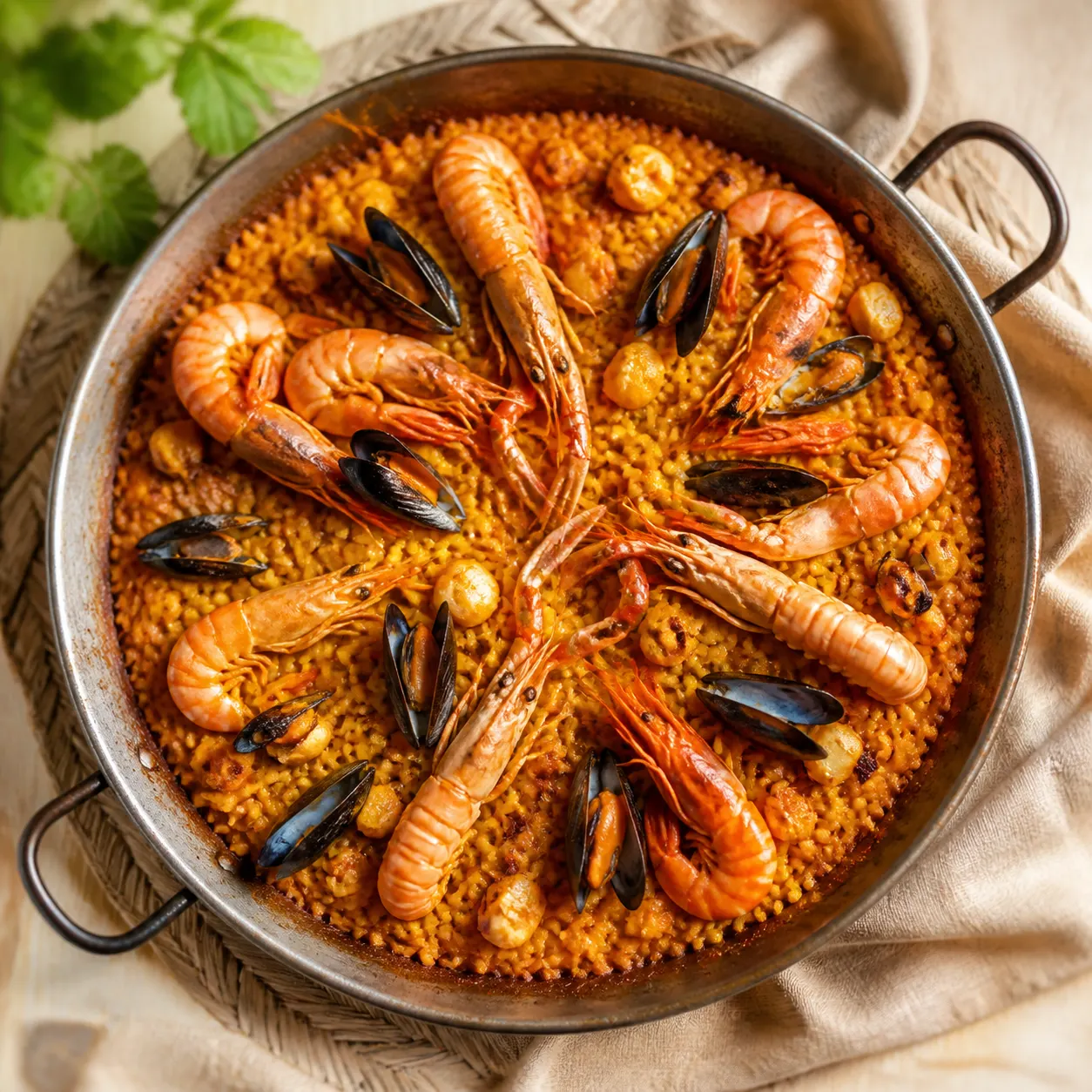 Paella de marisco verde azul(por encargo)